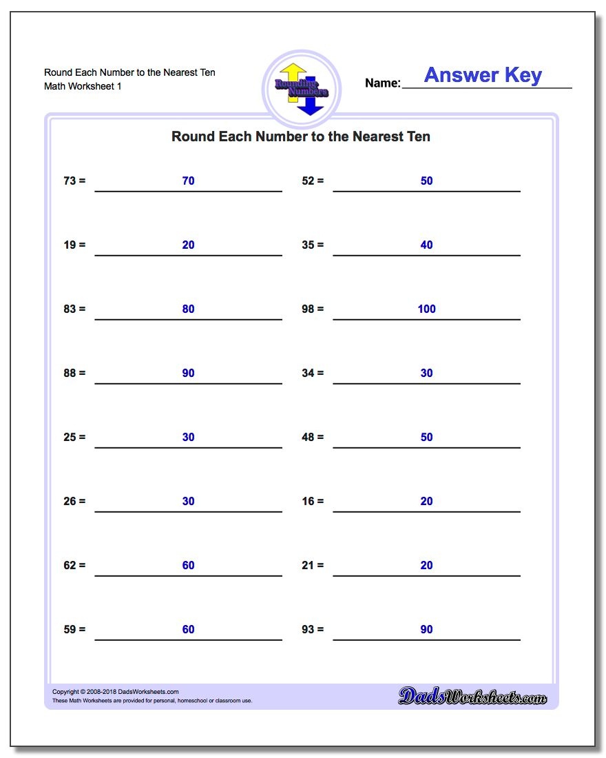 Rounding Numbers - Free Printable Common Core Math Worksheets For Third Grade