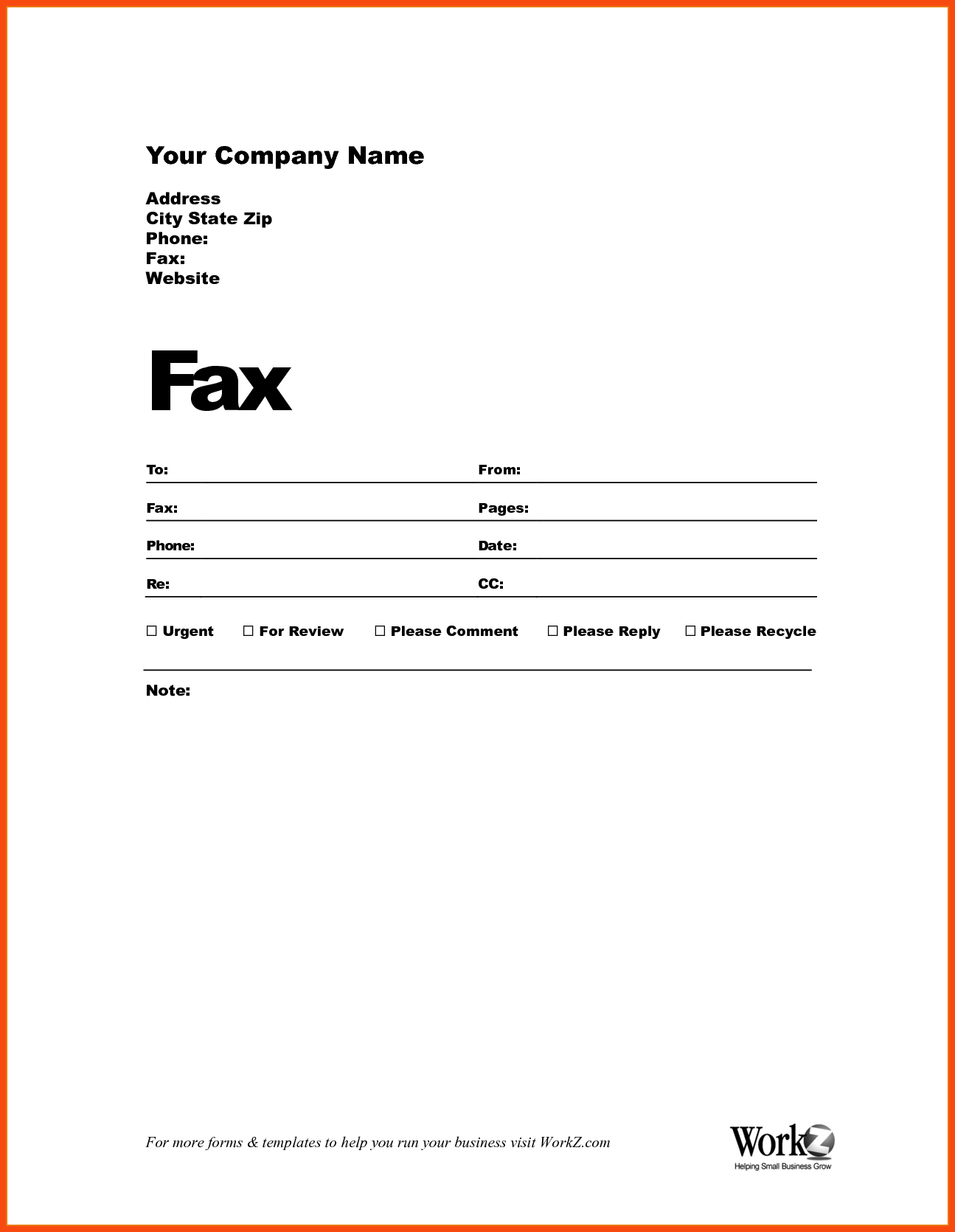 Printable Fax Cover