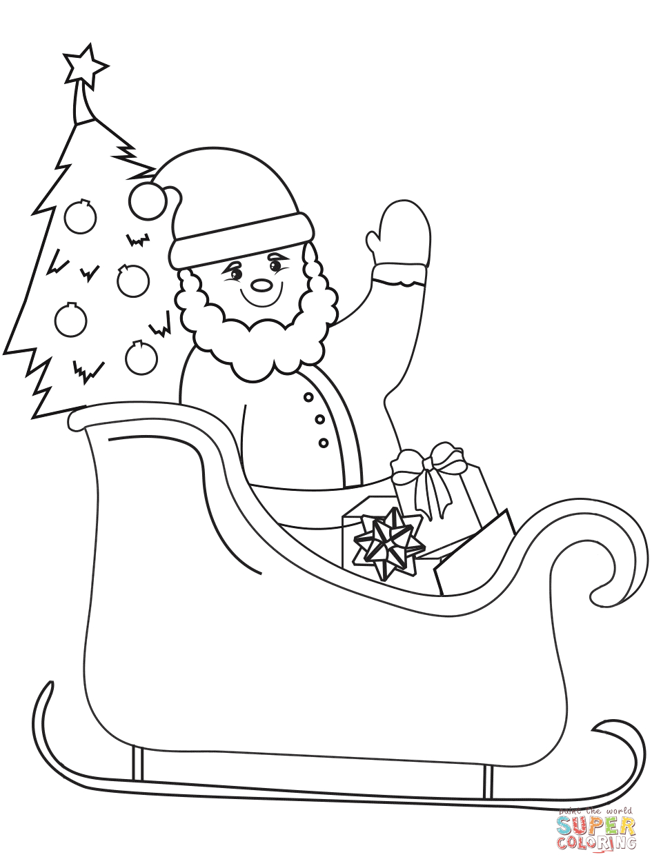 Santa On Sleigh Coloring Page | Free Printable Coloring Pages - Santa Coloring Pages Printable Free