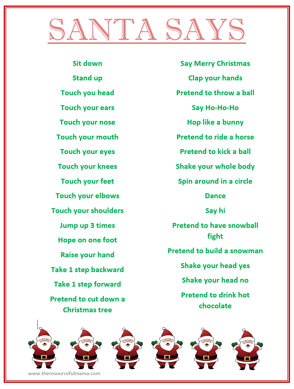 Santa Says Game For Christmas Parties {Free Printable} | Kid Blogger - Free Printable Christmas Games For Family Gatherings