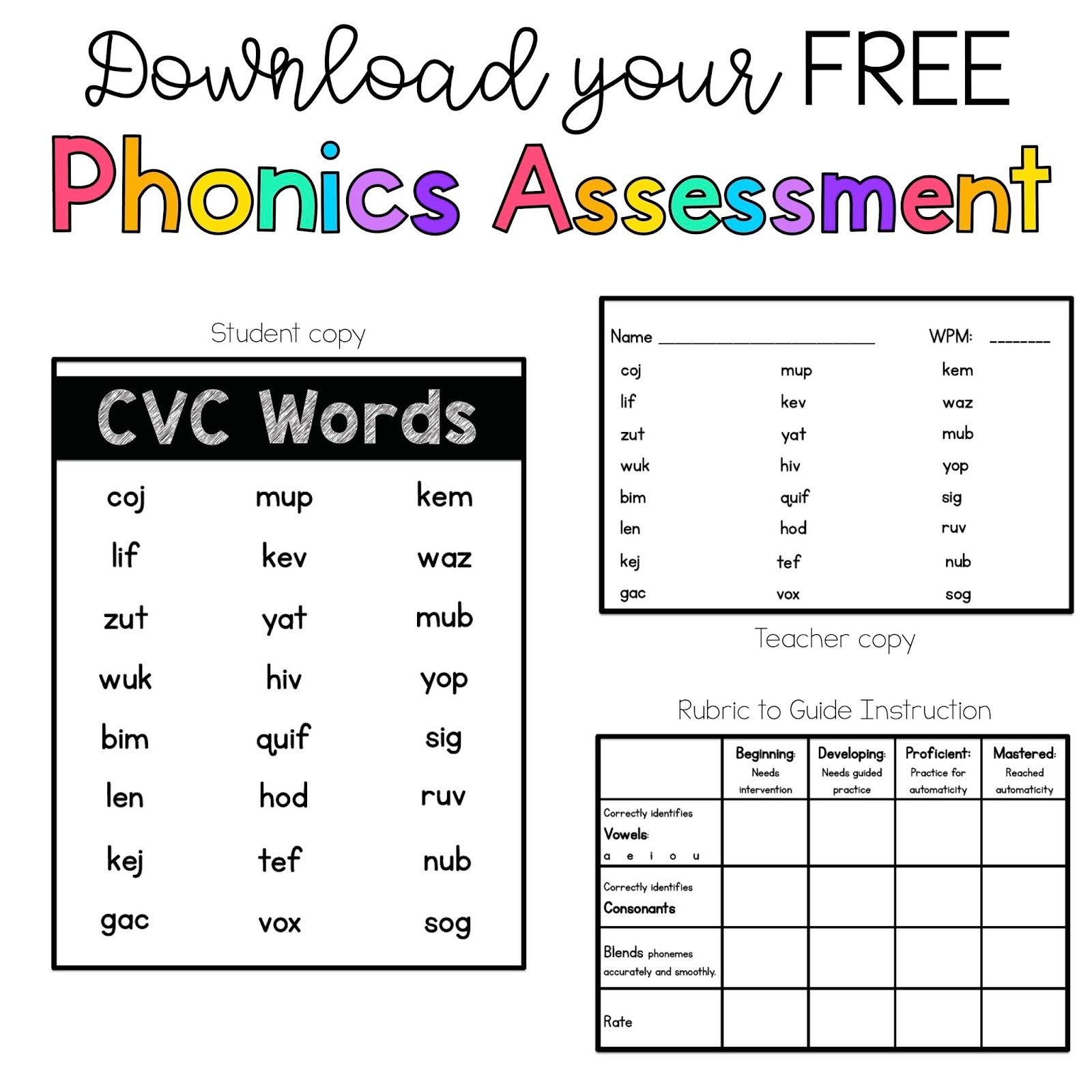 Sarah&amp;#039;s First Grade Snippets: Phonics Assessments - Free Printable Phonics Assessments