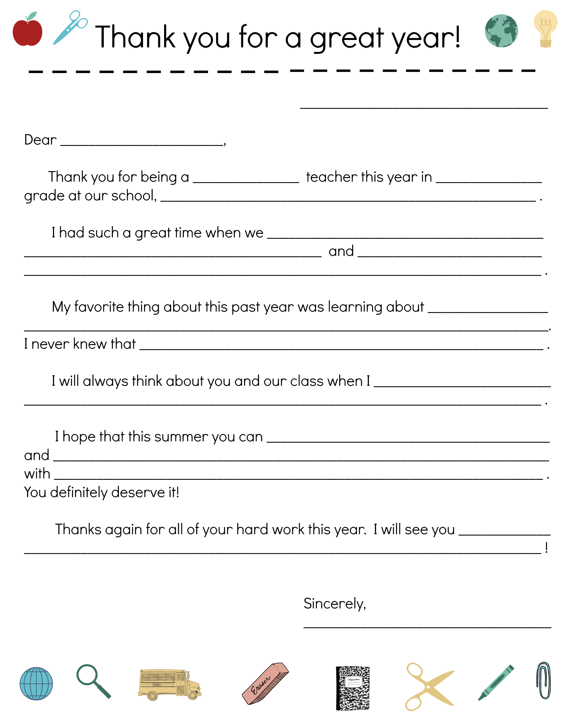 Say Thanks To Teachers With A Fill-In Note From Your Child - Free Printable Teacher Notes To Parents