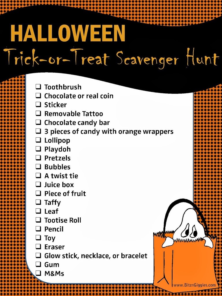 Scavenger Hunt - Free Printable Halloween Scavenger Hunt