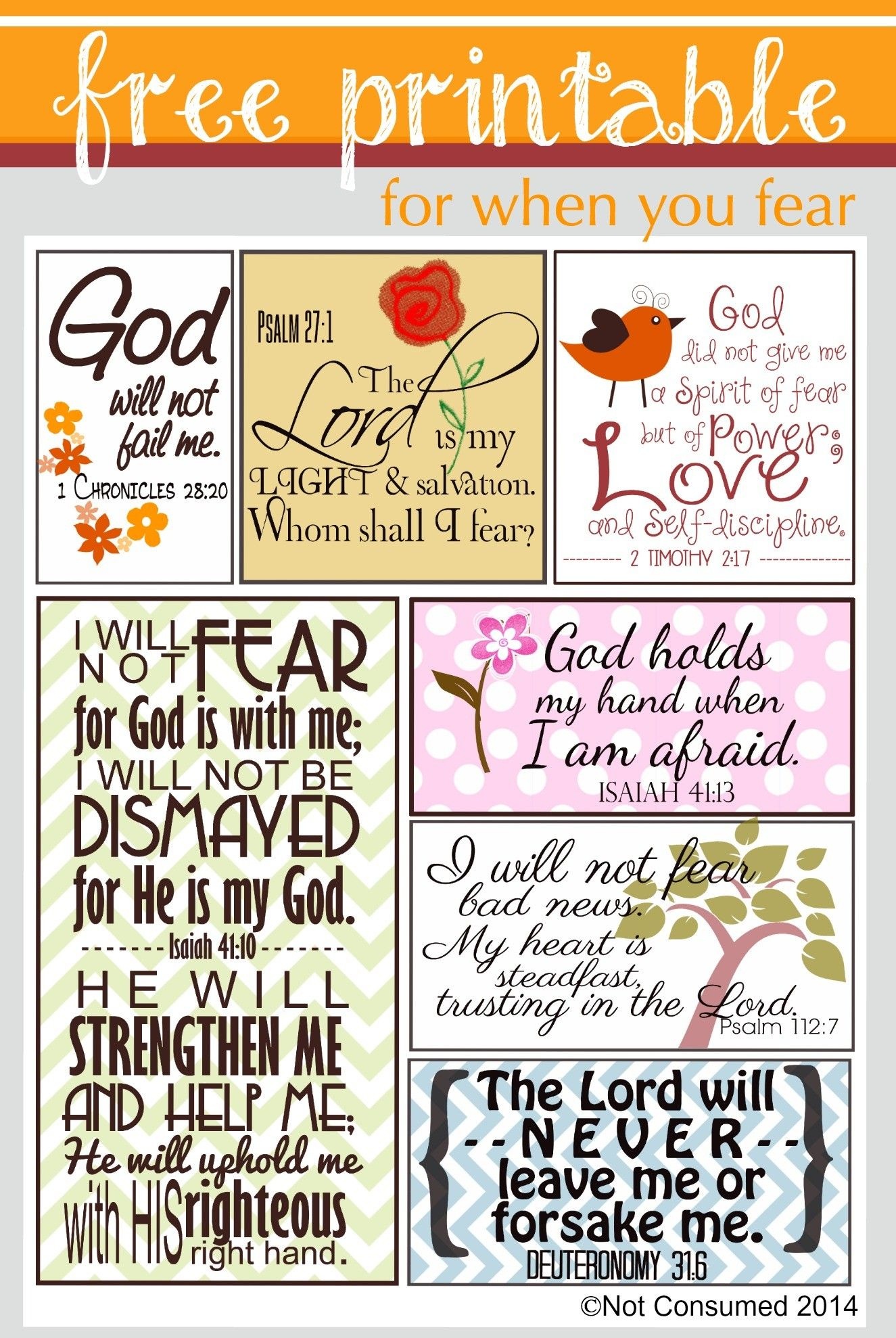 Scripture For When You Are Fearful | Bannie&amp;#039;s Bible Journaling - Free Printable Christian Cards Online