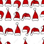 Seamless Pattern With Christmas Hats. Red Santa Hats For Textile   Free Printable Santa Hat Patterns