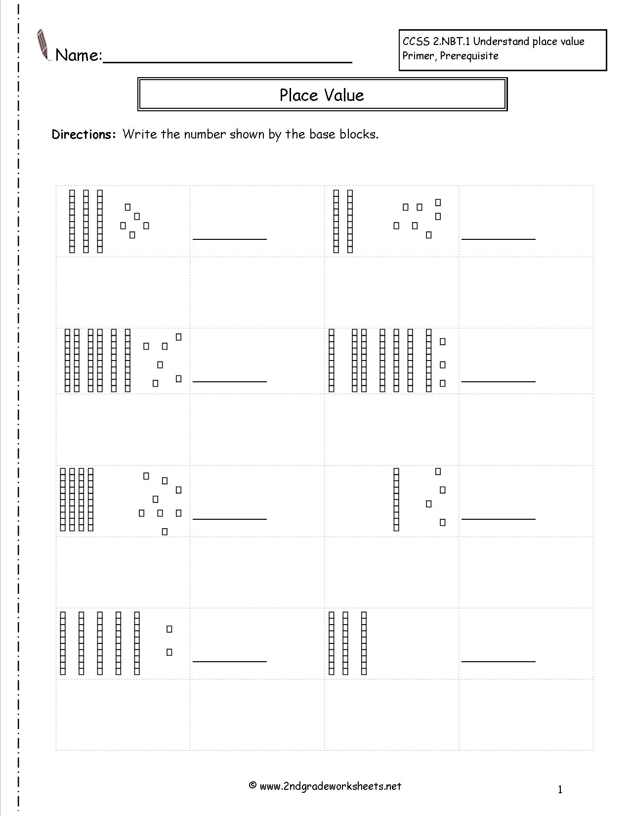 base ten blocks worksheets for first grade