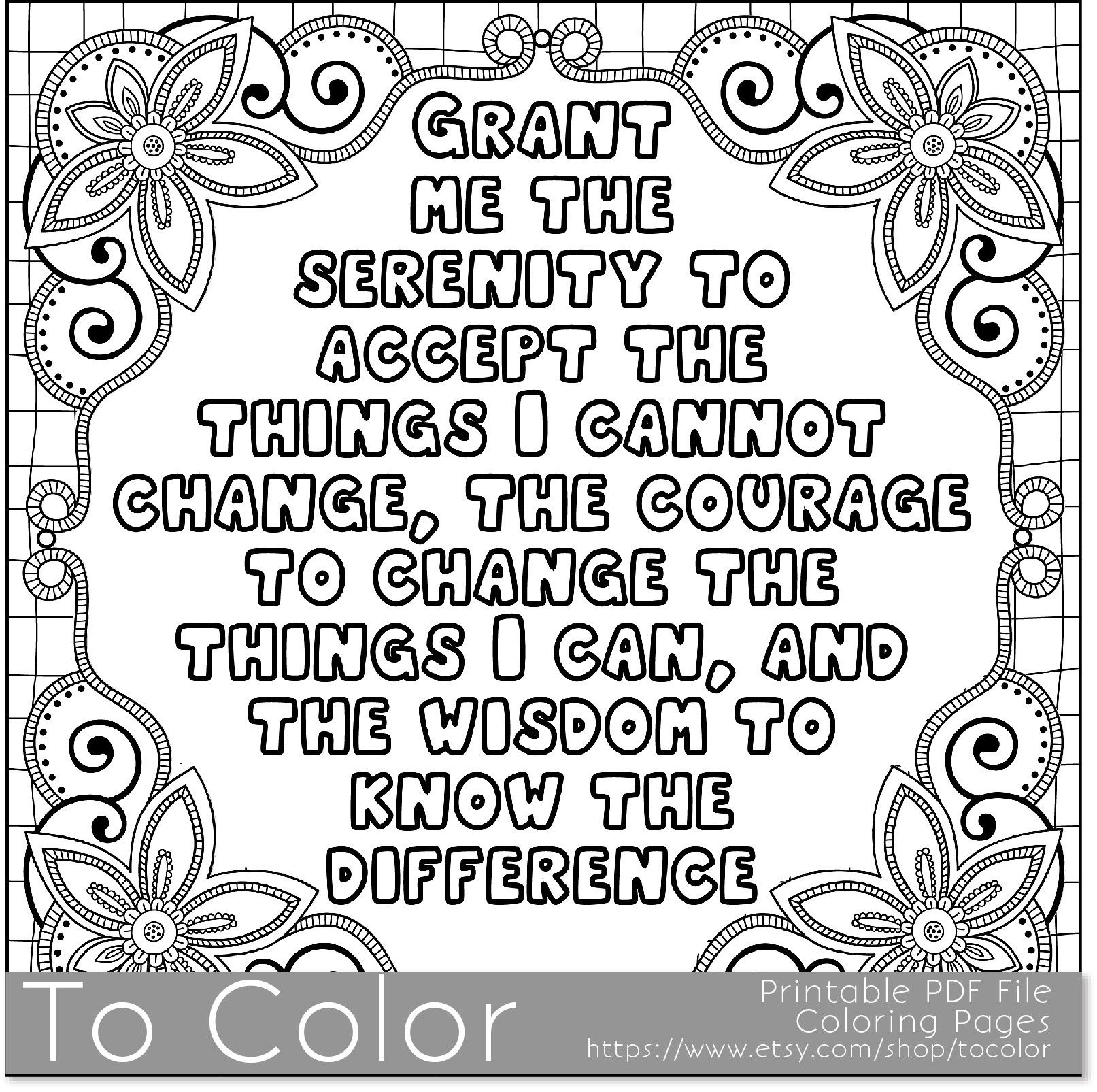 Serenity Prayer Digital Vector Files, Instant Download For Print And