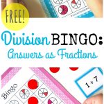 Simple And Fun Division Bingo Game: Answers As Fractions   Fraction Bingo Cards Printable Free