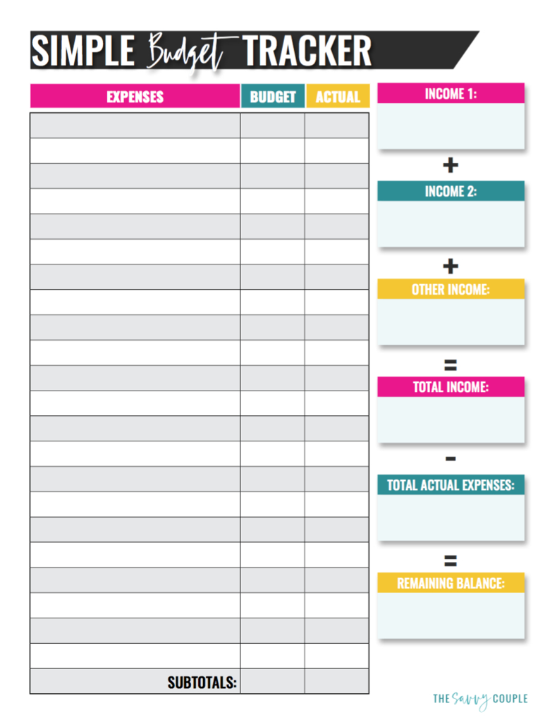 Simple Monthly Budget Tracker (Printable &amp;amp; Digital) | Printables - Free Printable Monthly Budget