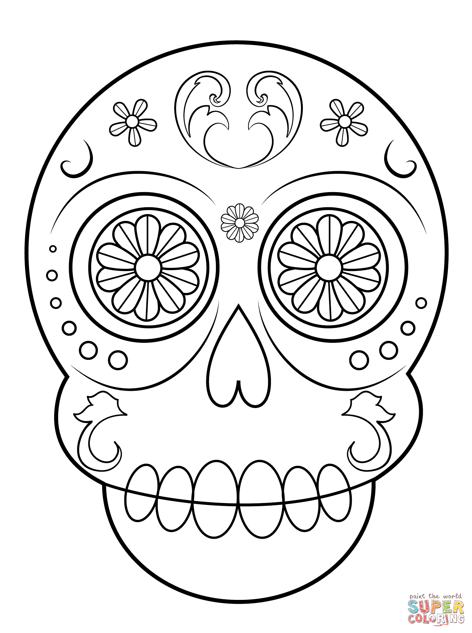 Simple Sugar Skull Coloring Page | Free Printable Coloring Pages - Free Printable Day Of The Dead Coloring Pages