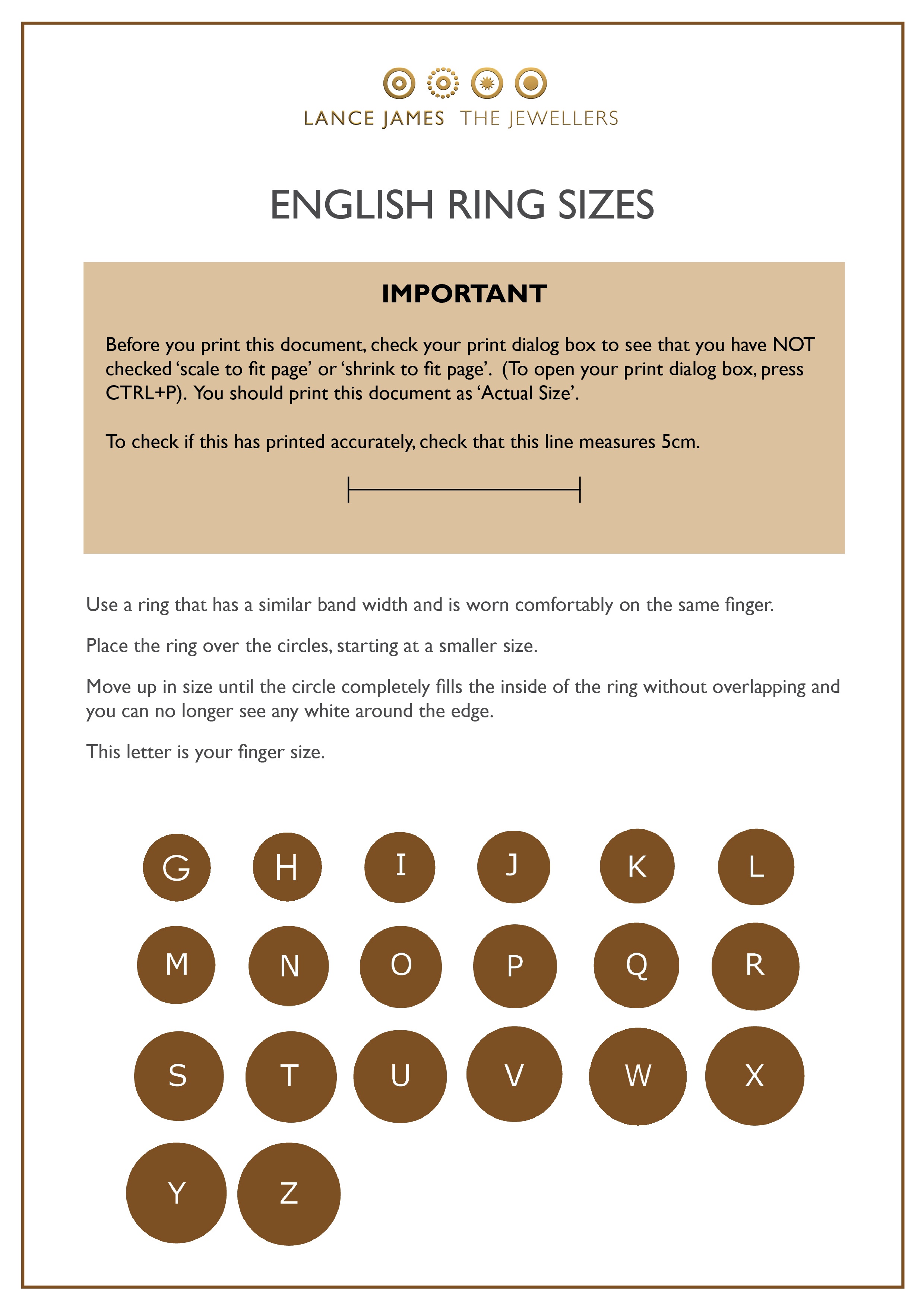 Size Guide - Free Printable Ring Sizer Uk
