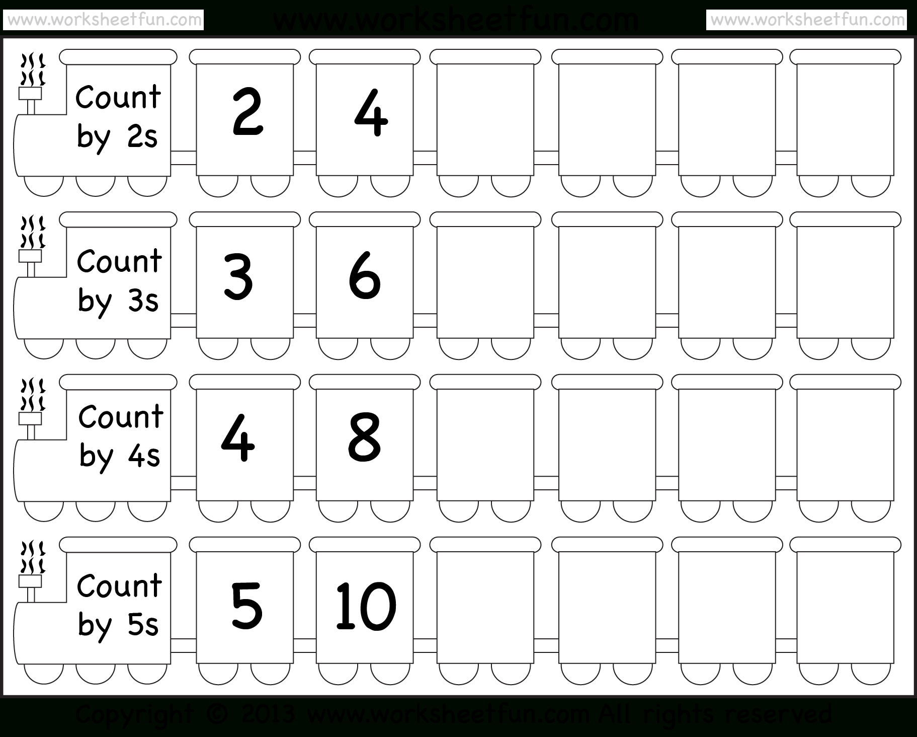 Skip Counting2, 3, 4 And 5 – Worksheet / Free Printable - Free Printable Skip Counting Worksheets