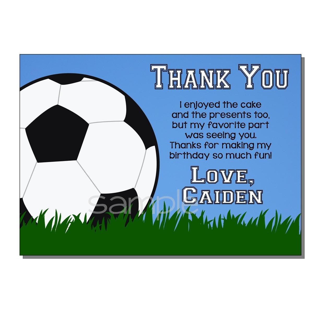 Soccer Thank You Card Birthday Party Digital Or Printed | Etsy - Free Printable Soccer Thank You Cards