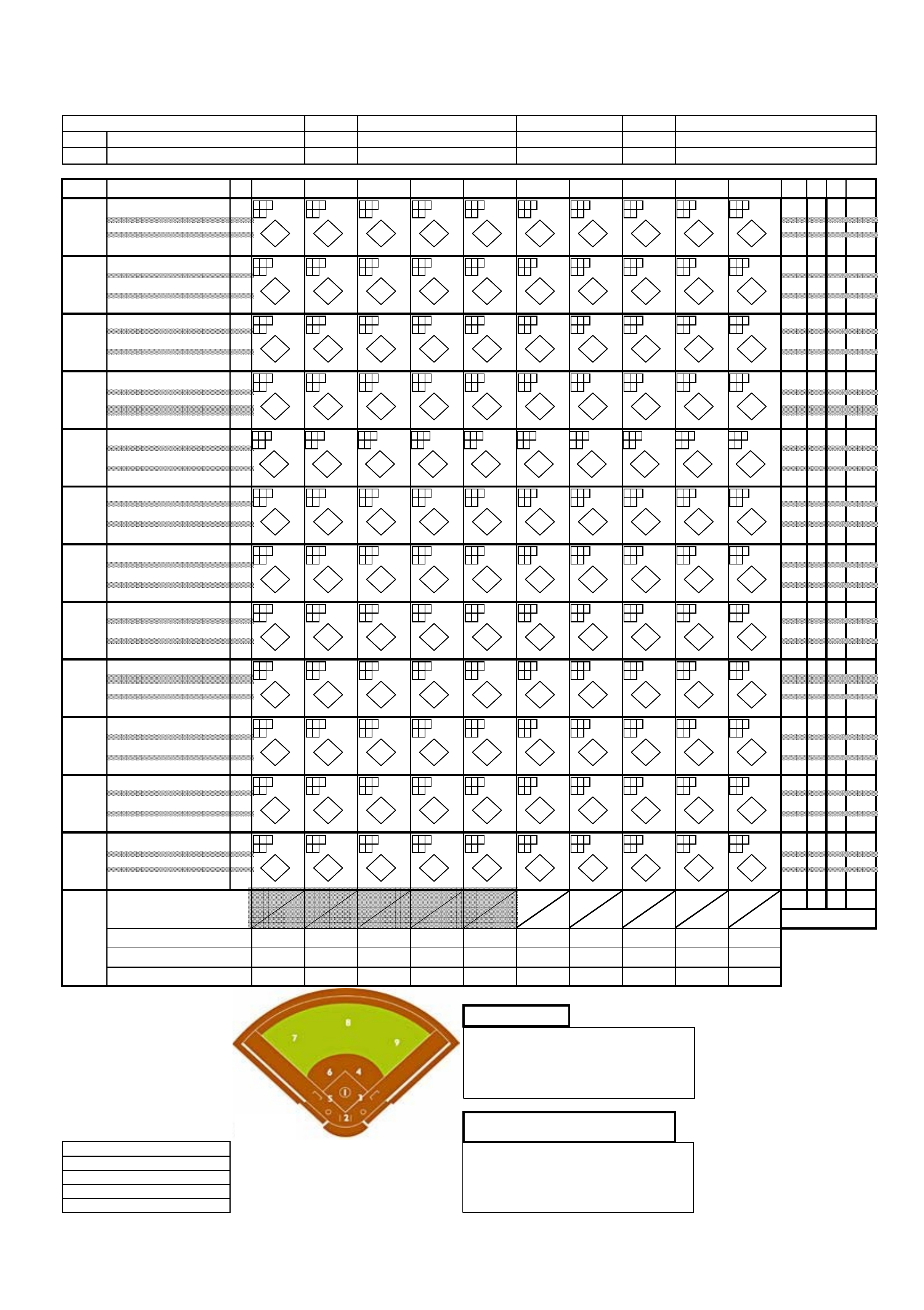 Large Print Printable Softball Score Sheet