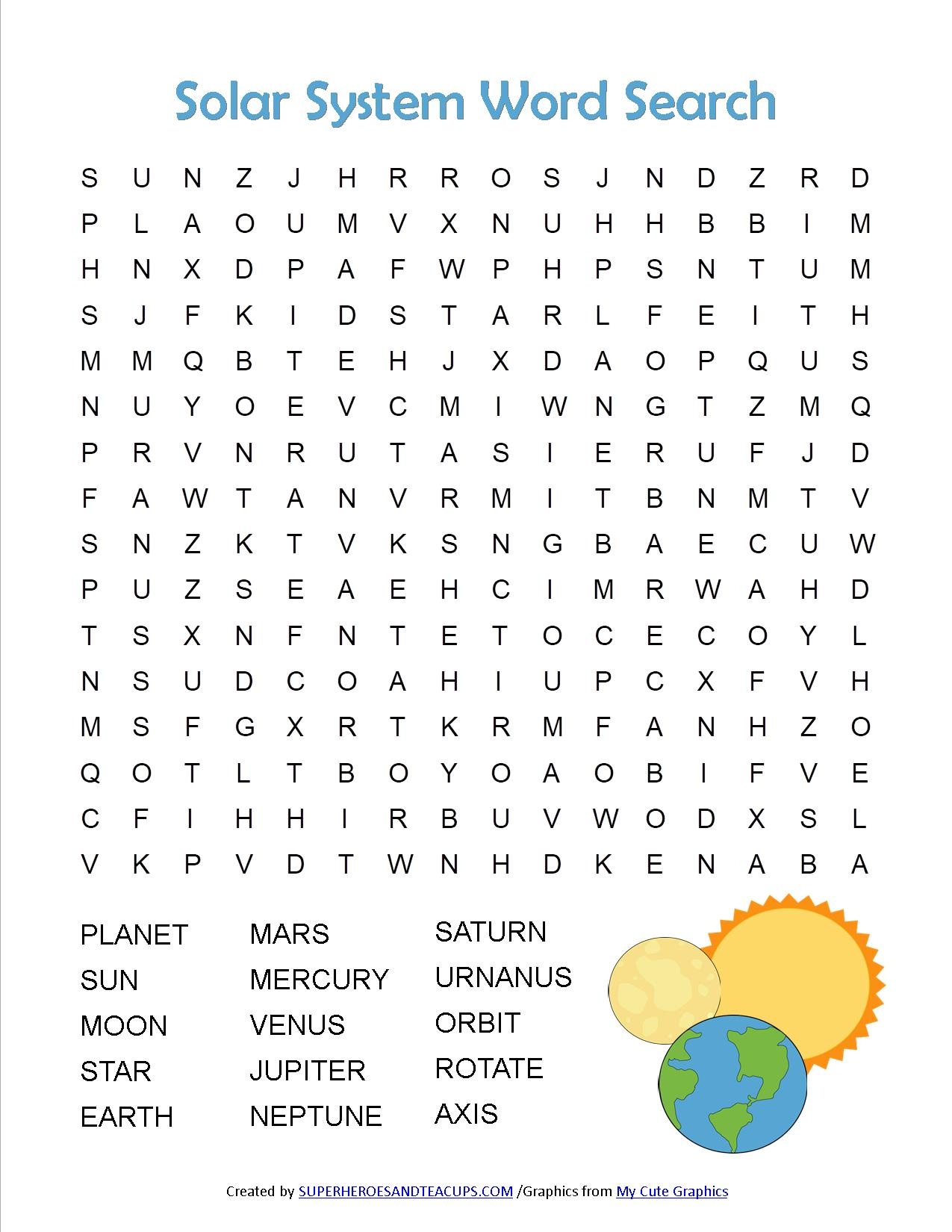 Solar System Word Search Free Printable - Free Printable Sud