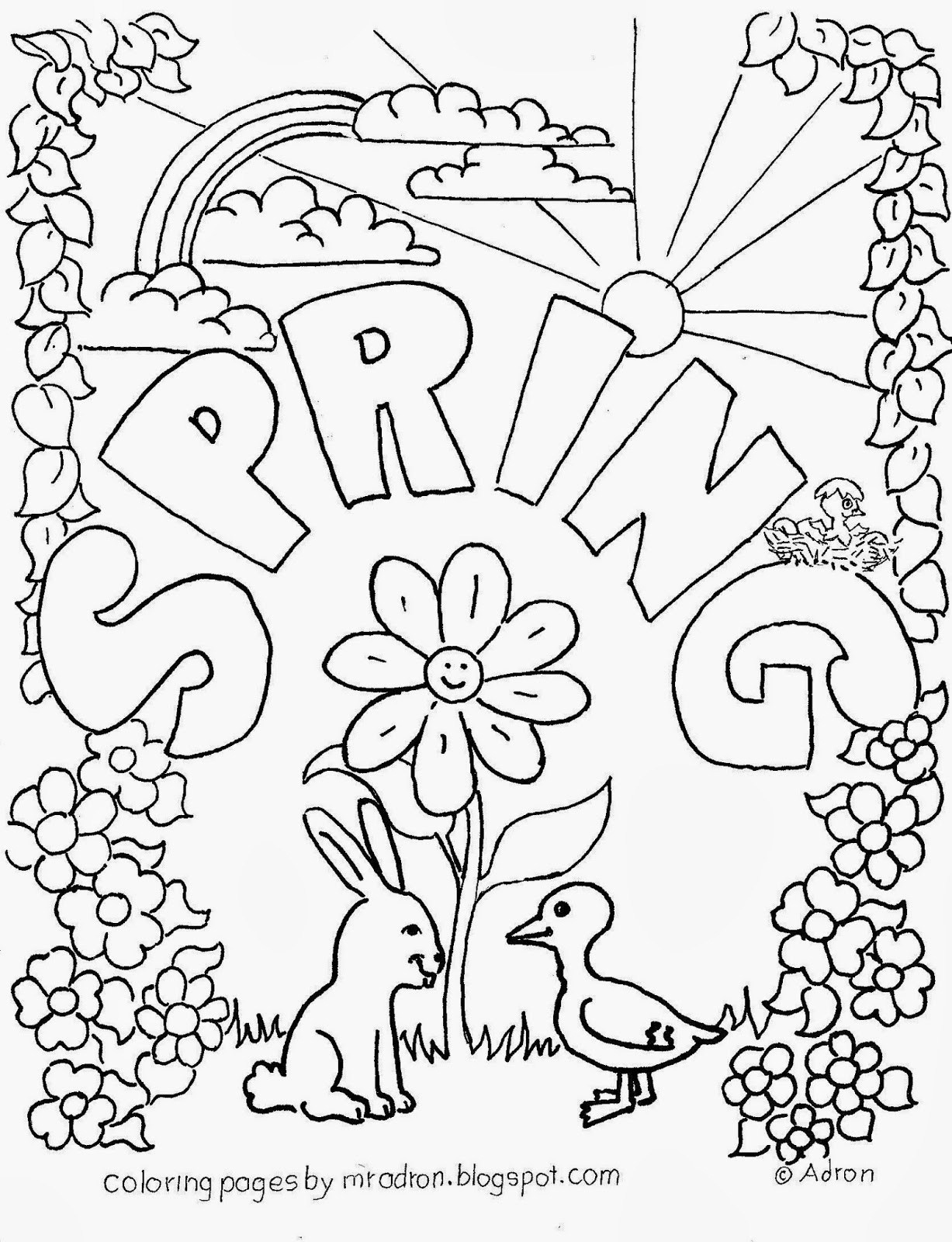 Spring Coloring Pages To Print Agreeable Springtime Coloring Pages - Free Printable Spring Coloring Pages For Adults