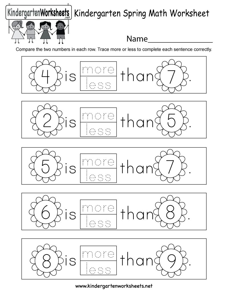 Spring Math Worksheet - Free Kindergarten Seasonal Worksheet For Kids - Free Printable Math Worksheets For Kids