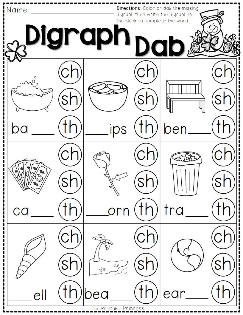 St. Patrick&amp;#039;s Day Math And Literacy No Prep Freebie | Reading - Free Printable Ch Digraph Worksheets