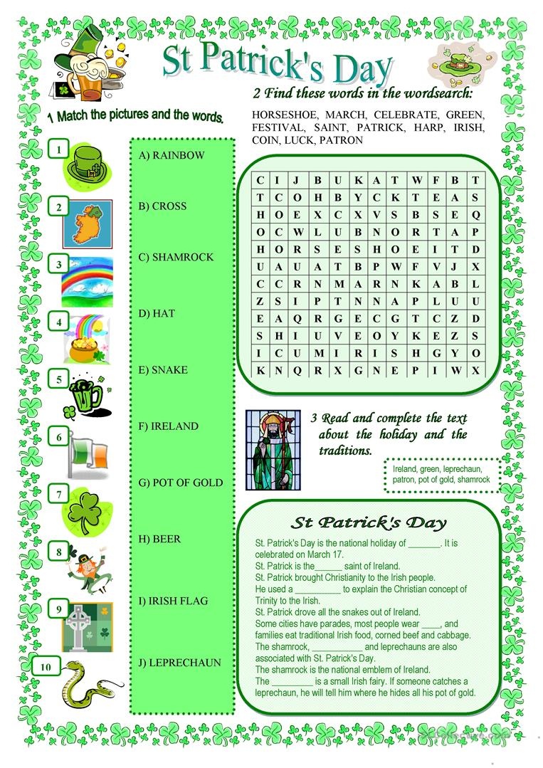 St Patrick's Day Worksheet - Free Esl Printable Worksheets Made - Free Printable St Patrick Day Worksheets