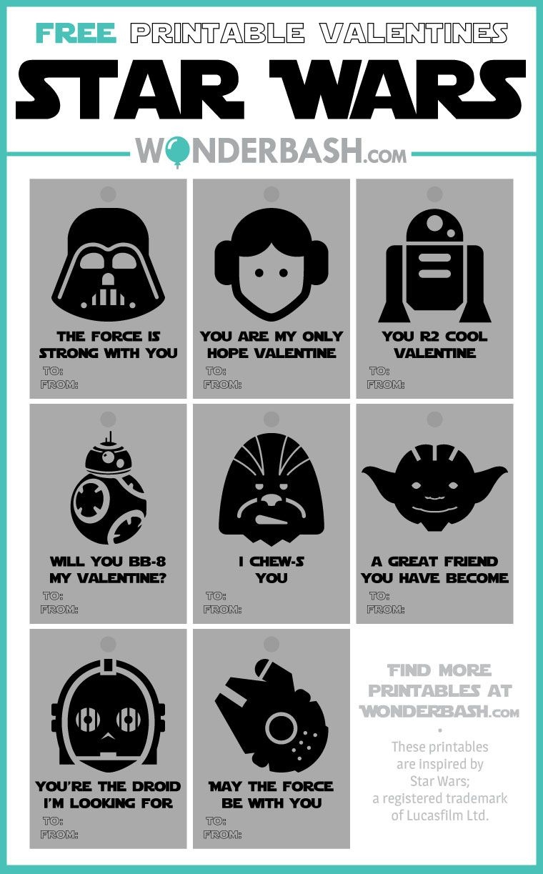Star Wars Valentines Printables Free Download | Wonderbash - Free Printable Lego Star Wars Valentines