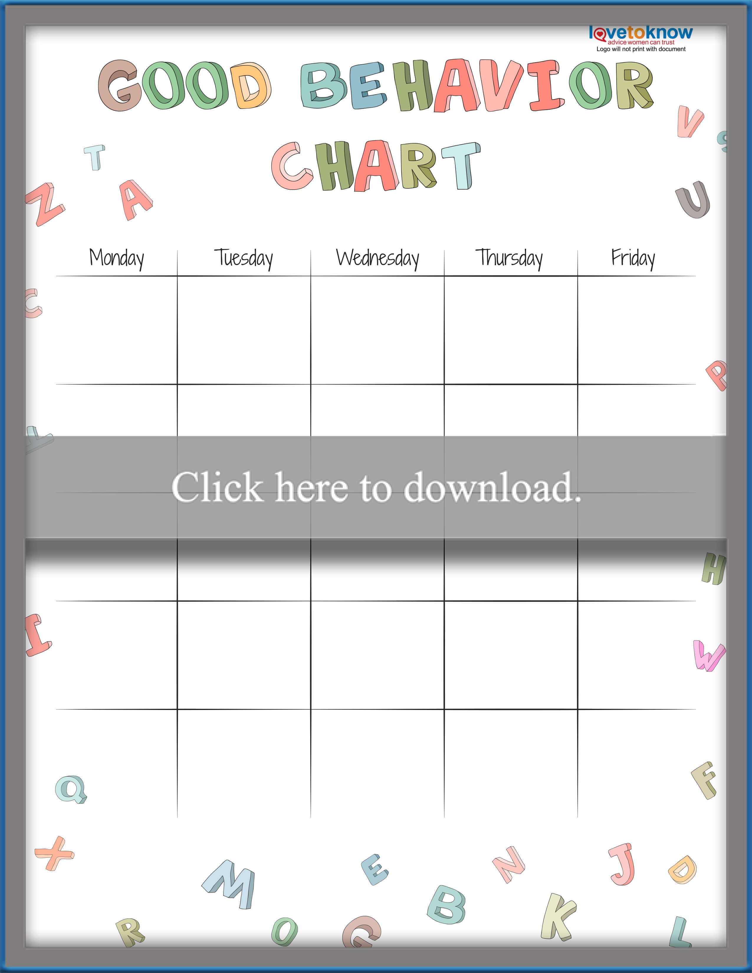 Behavior Sticker Chart Printable