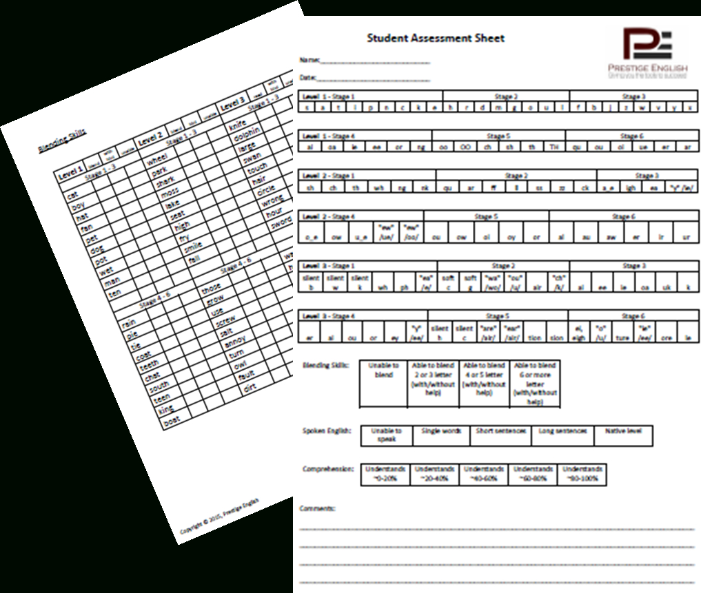 Student Assessment Sheet - Phonics / Reading / Blending (Jolly - Free Printable Phonics Assessments