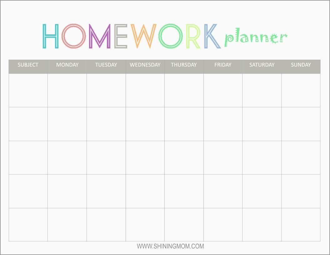 Student Planner Template Free Printable Great 7 Best Of College - Free Printable Homework Templates