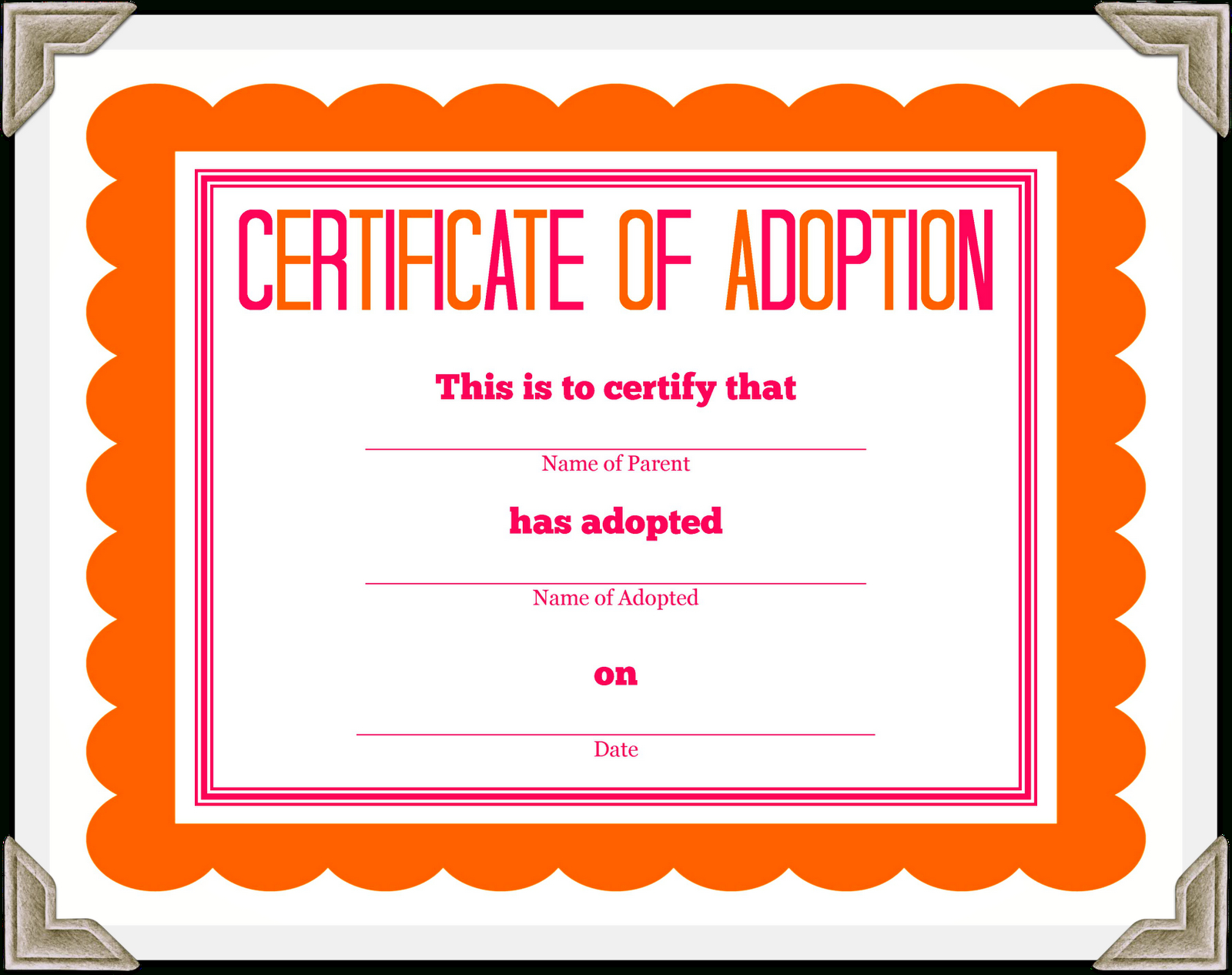 Stuffed Animal Adoption Certificate - Free Printable Stuffed Animal Adoption Certificate