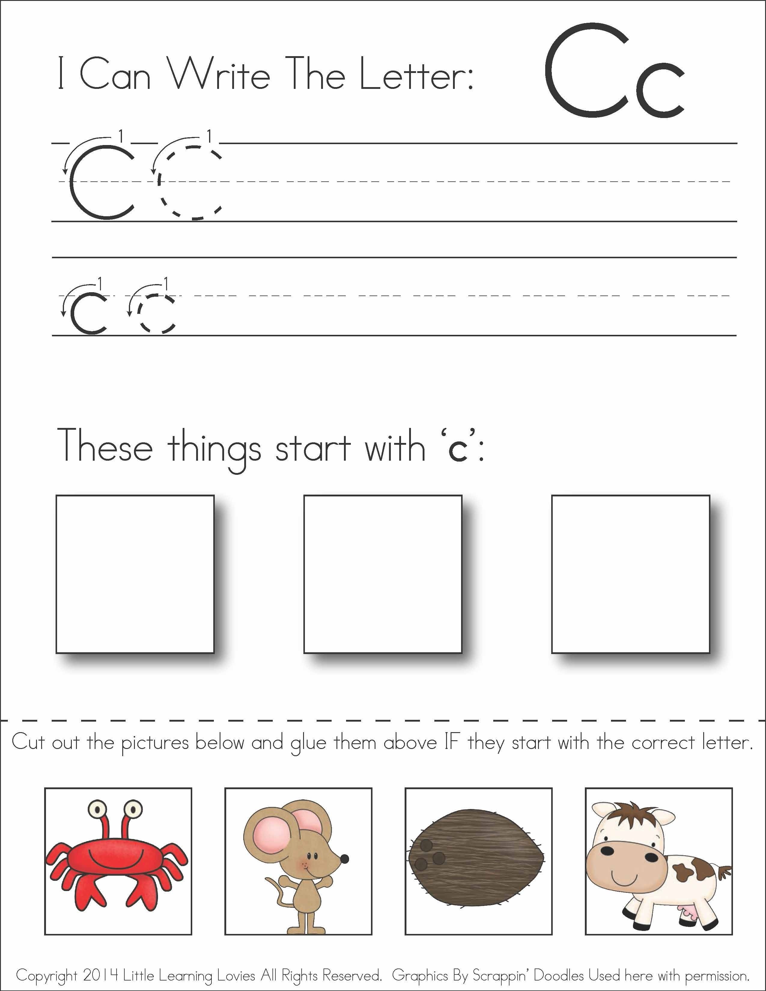 Subscriber Exclusive Freebie} - Letter C: Write, Cut &amp;amp; Paste - Free Printable Kindergarten Worksheets Cut And Paste