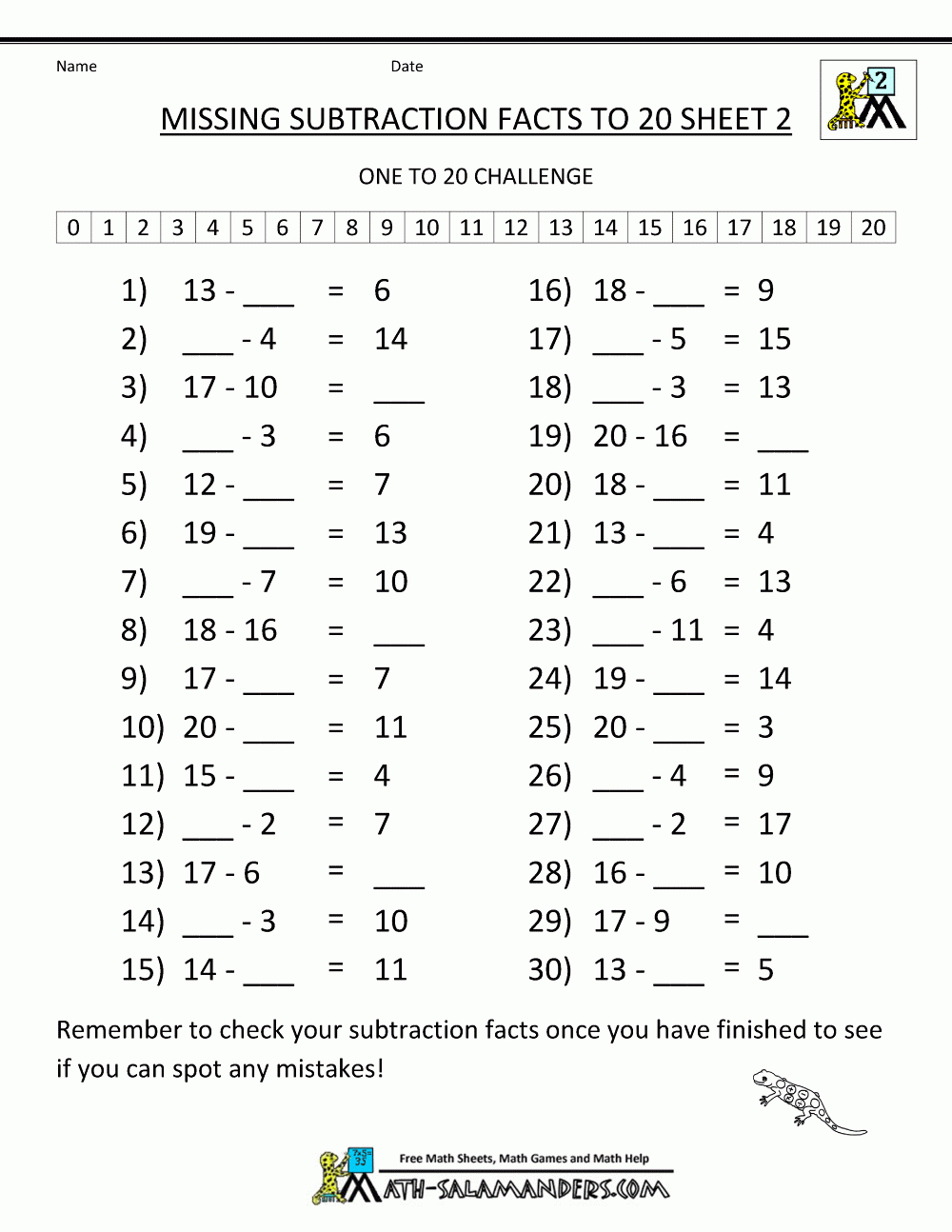 Second Grade Subtraction Worksheet 1577