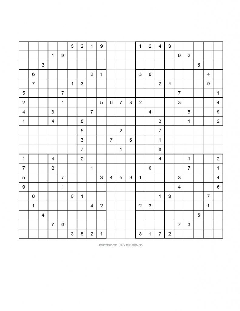 16x16 printable sudoku