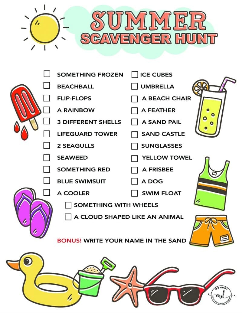 Summer Scavenger Hunt Free Printable For Kids - - Free Printable Scavenger Hunt For Kids