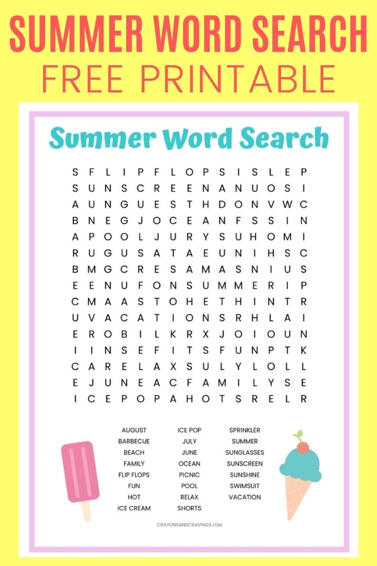 Summer Word Search Free Printable Worksheet For Kids - Free Printable Summer Pictures