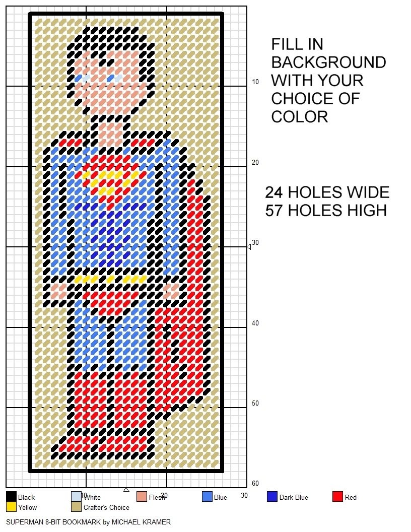 Superman 8-Bit Bookmark Plastic Canvas Patternmichael Kramer - Free Printable Plastic Canvas Patterns Bookmarks