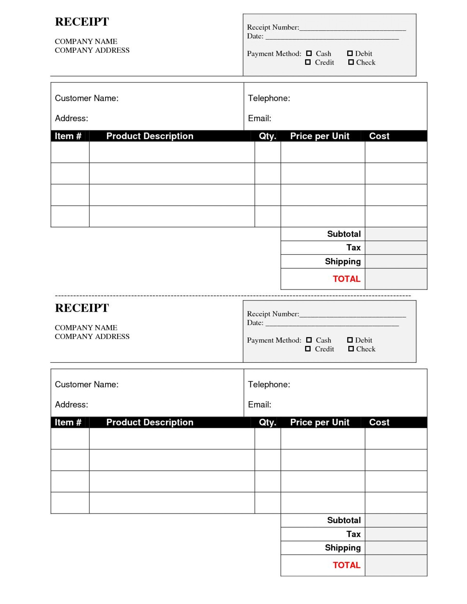 Free Printable Sales Receipts Online  Free Printable