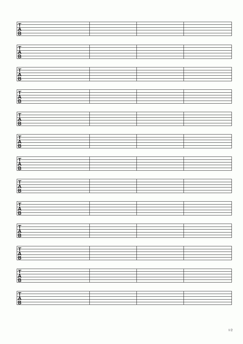 Printable Blank Guitar Tab Sheets Posterlasopa