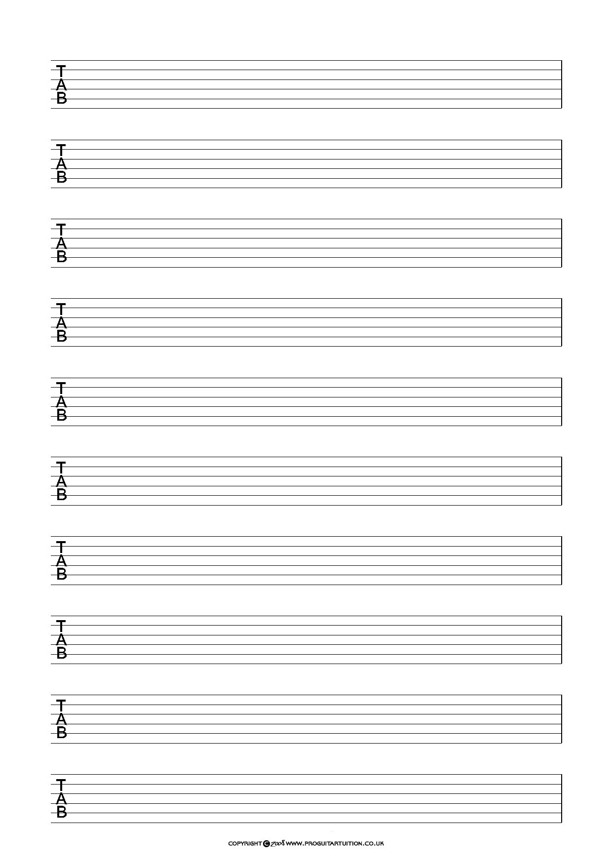 Free Printable Guitar Tablature Paper Get What You Need For Free