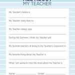 Teacher Appreciation Week Questionnaire   A Personalized Teacher Gift   Make A Printable Survey Free