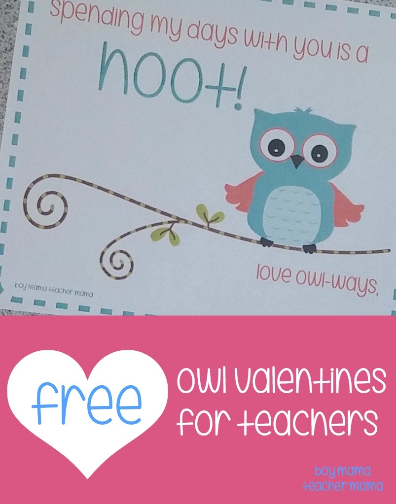 Teacher Mama: Free Printable Owl Valentines For Teachers - Boy Mama - Free Printable Owl Valentine Cards