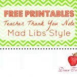 Teacher Thank You Notes {Free Printables}   Momtrends   Free Printable Thank You Cards For Teachers