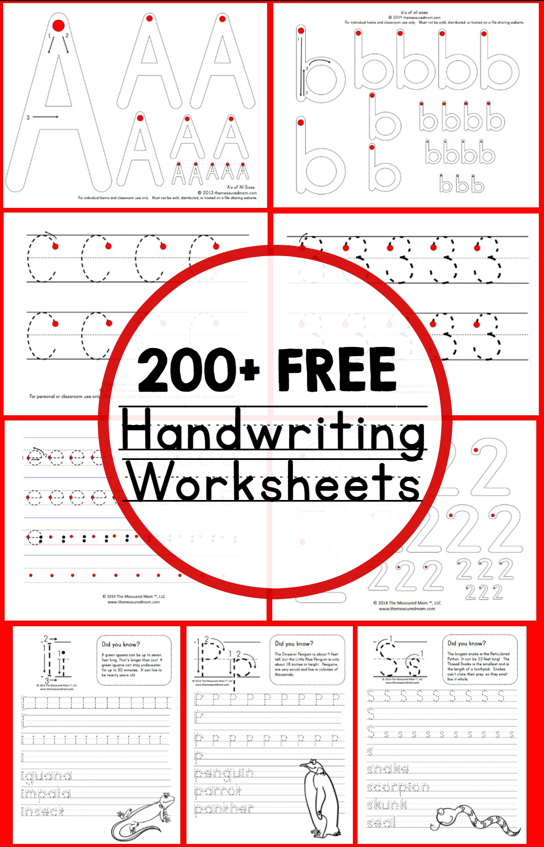 Teaching Handwriting - The Measured Mom - Free Printable Handwriting Worksheets