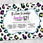 Teen Birthday Invitation Tween Birthday Invite Rainbow | Etsy   Free Printable Cheetah Birthday Invitations