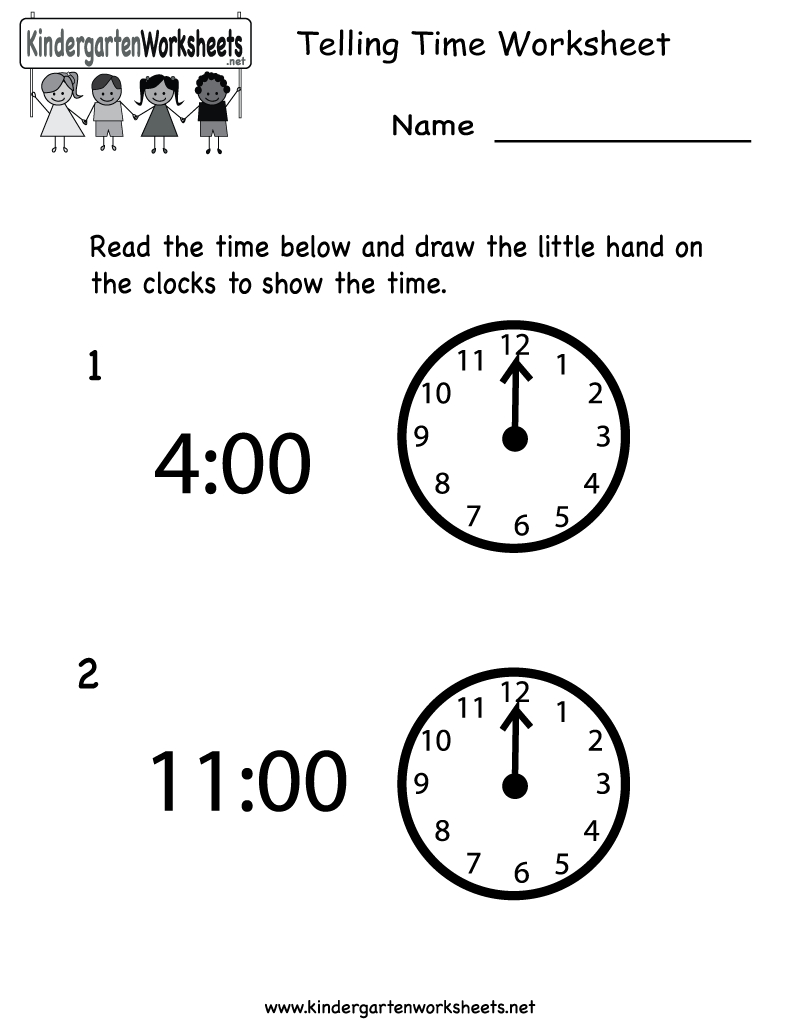 Telling Time Worksheet - Free Kindergarten Math Worksheet For Kids - Free Printable Time Worksheets For Kindergarten
