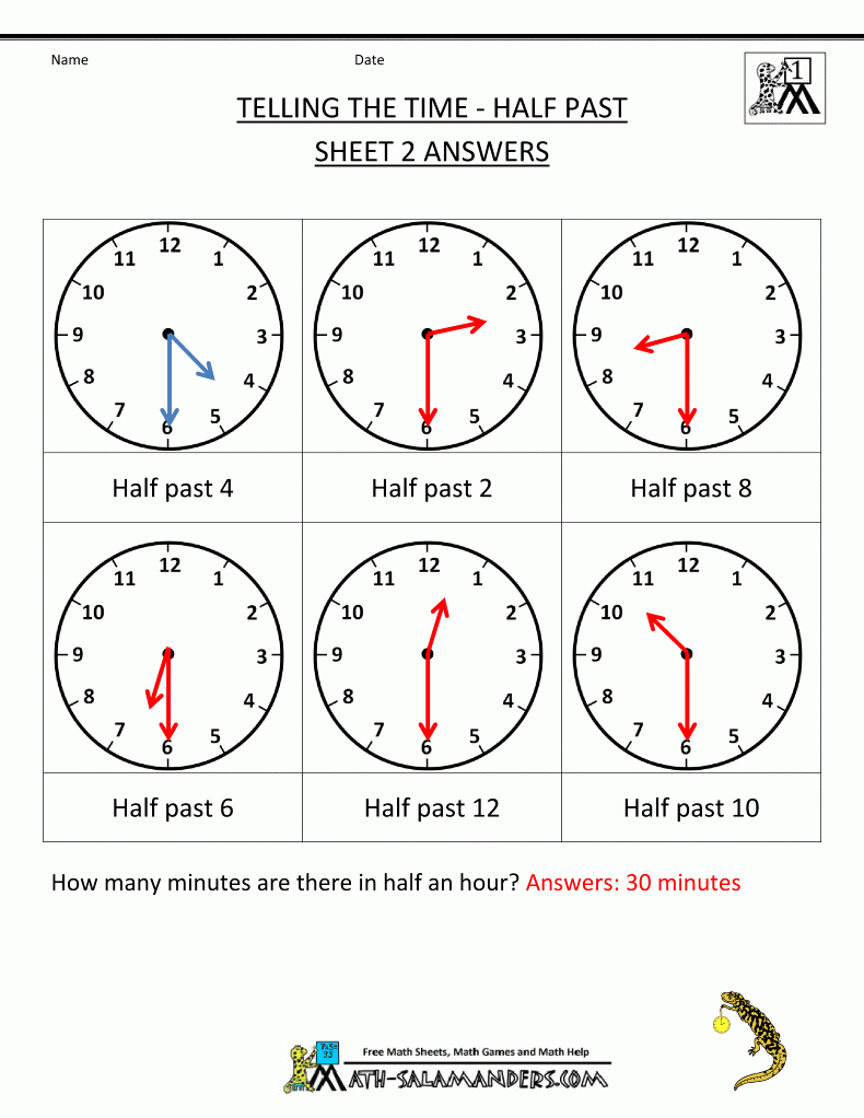 Clocks First Grade Worksheet