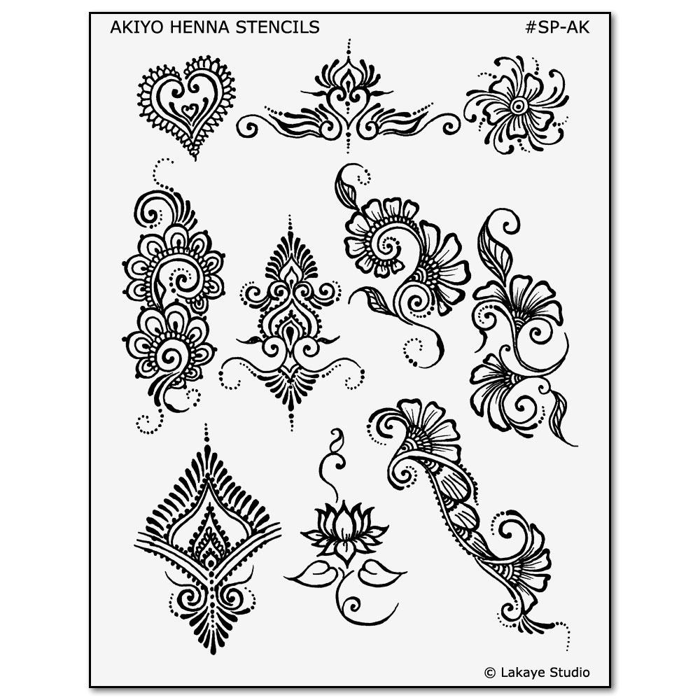 Temporary Tattoo Design Stencils For Earth Henna Body Art Kits - Free Printable Henna Tattoo Designs