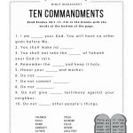 Ten Commandments Worksheet For Kids | Worksheets For Psr | Bible   Free Printable Children&#039;s Bible Lessons Worksheets