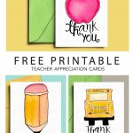 Thank You Card For Teacher And School Bus Driver With Free   Free Printable Teacher Appreciation Cards