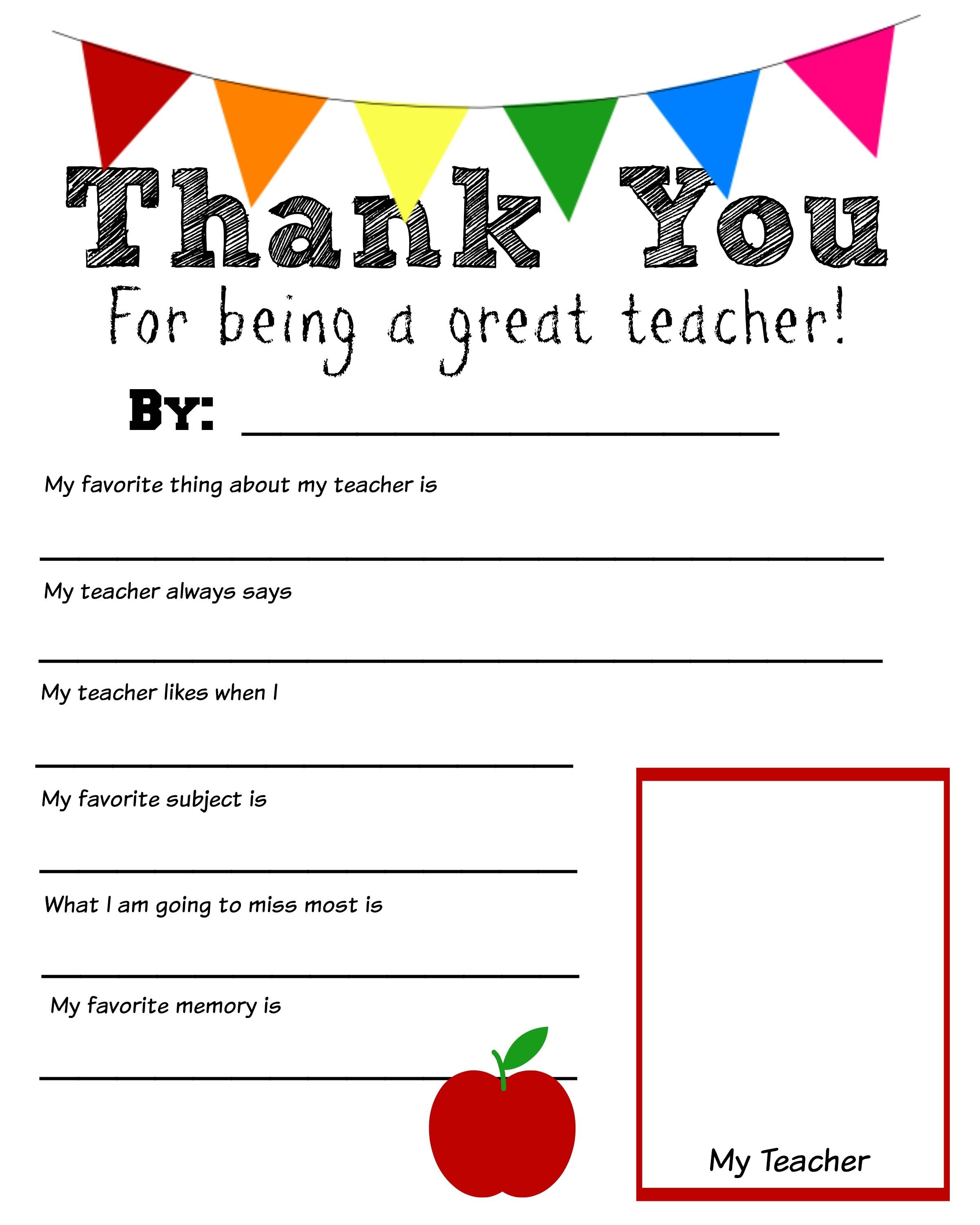 Thank You Teacher Free Printable | School Days | Teacher - Free Printable Teacher Notes To Parents