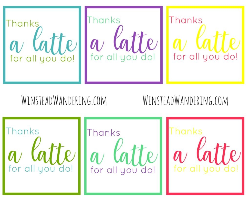 Thanks A Latte Free Printable Gift Tags Skip To My Lou Thanks A 