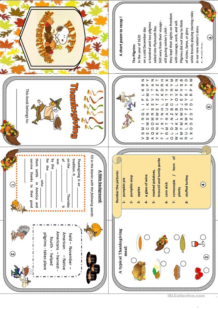 Free Thanksgiving Mini Book Printable Free Printable